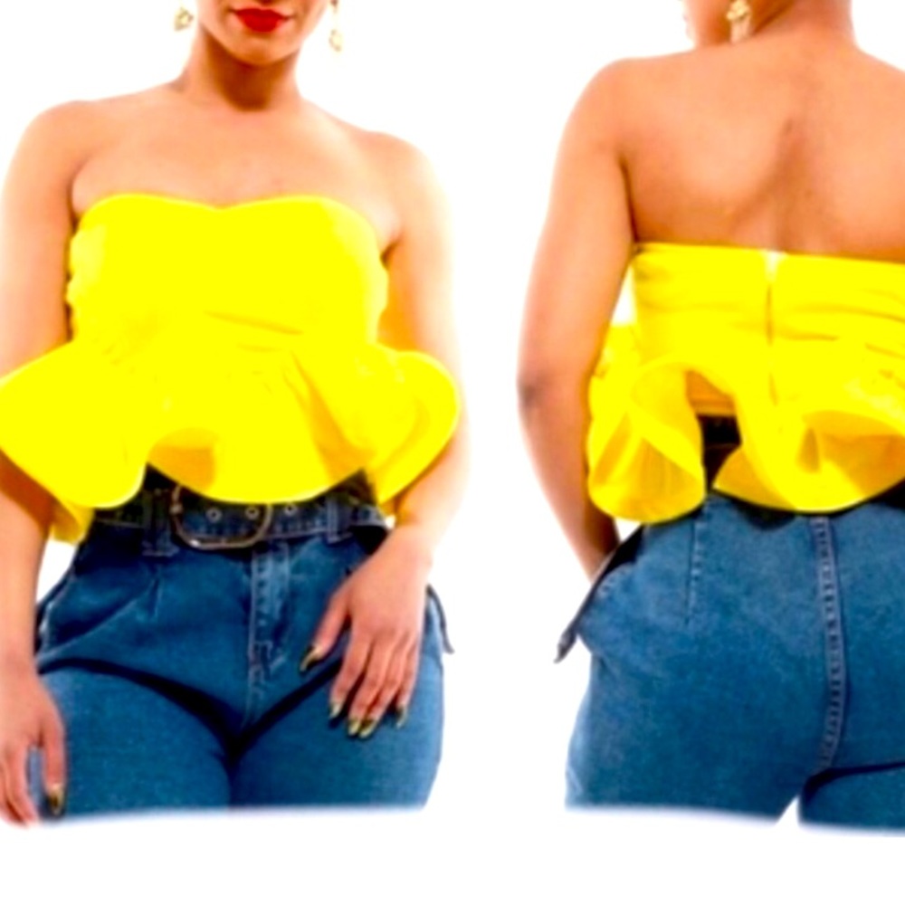 Ruffle Tube Top- Yellow